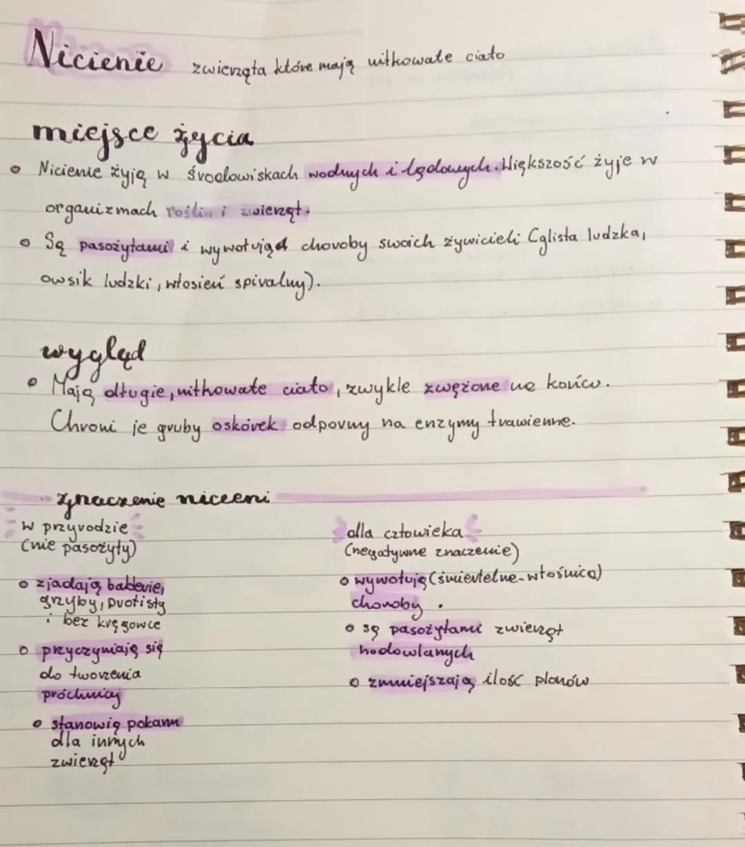 Nicienie
zwierzęta które mają witkowate ciato
miejsce życia
• Nicienie żyją w środowiskach wodnych i będowych. Większość żyje w
9
9
organizm