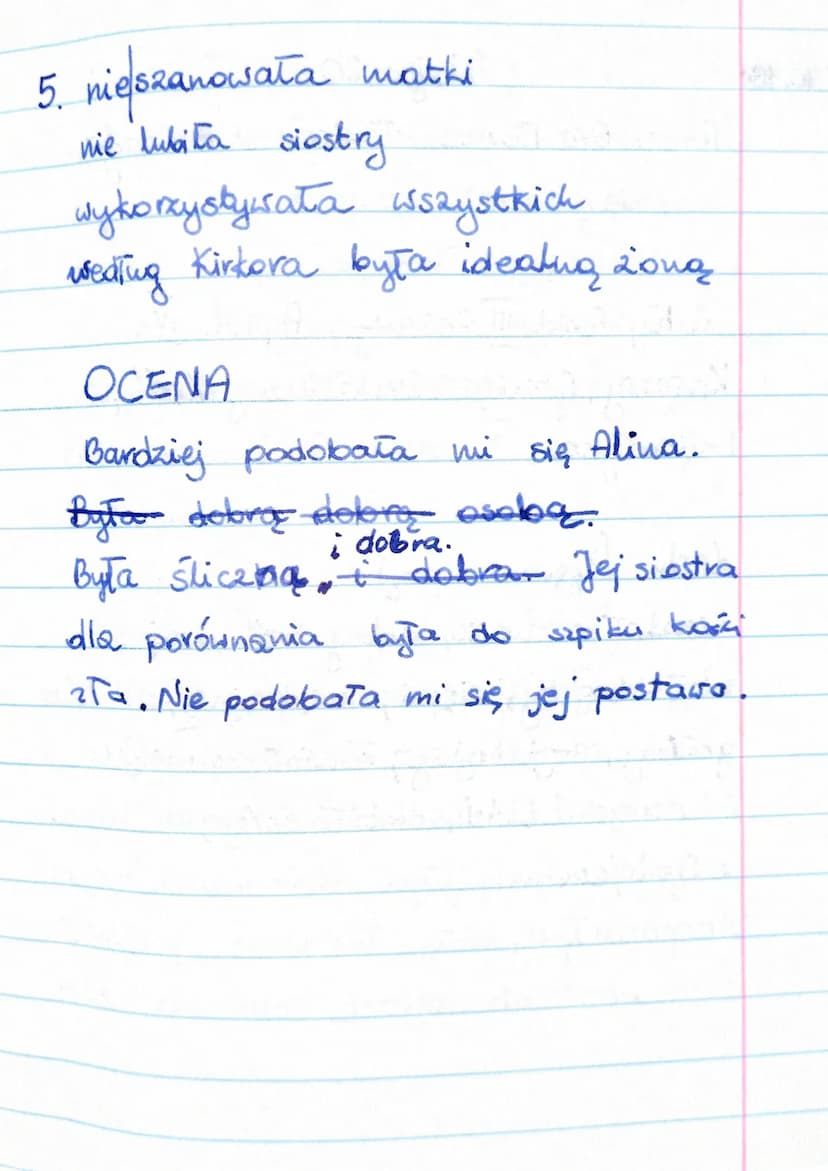 1. Alina M
siectra Wolowy
przez balladyng, zatochana
Filow, się w niej zakochał
2. Warkocz, różana cera, fiotkowe
1
młodsza,
stos z sióster,