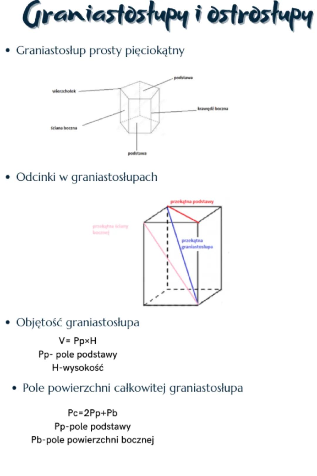 Jak Obliczyć Pole i Objętość Graniastosłupa i Ostrosłupa - Wzory dla Klasy 8