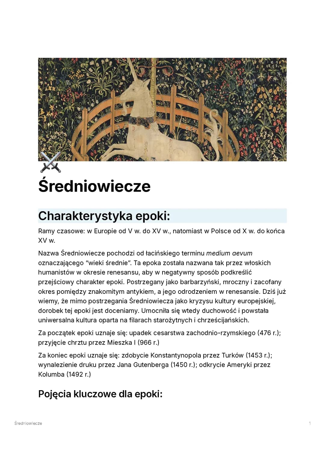 Średniowiecze- powtórka maturalna