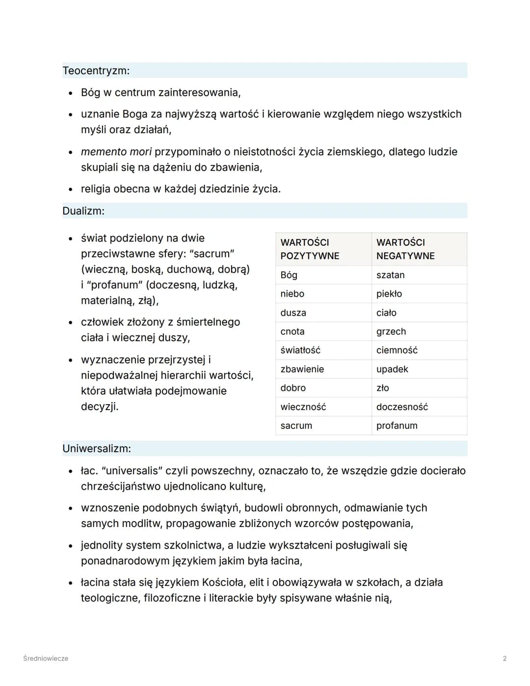 Średniowiecze
Charakterystyka epoki:
Ramy czasowe: w Europie od V w. do XV w., natomiast w Polsce od X w. do końca
XV w.
Nazwa Średniowiecze