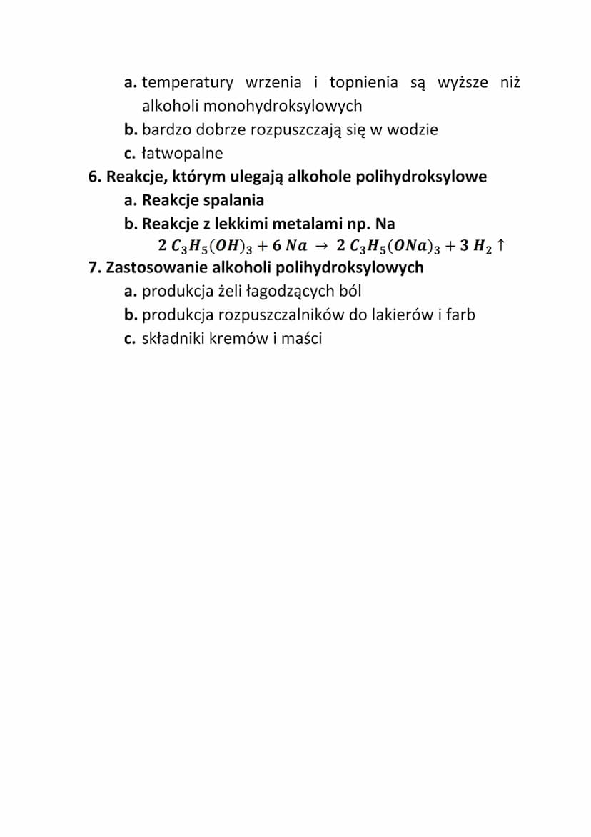 Alkohole polihydroksylowe
1. Co to są alkohole polihydroksylowe?
Alkohole polihydroksylowe to jednofunkcyjne pochodne
węglowodorów. W ich cz