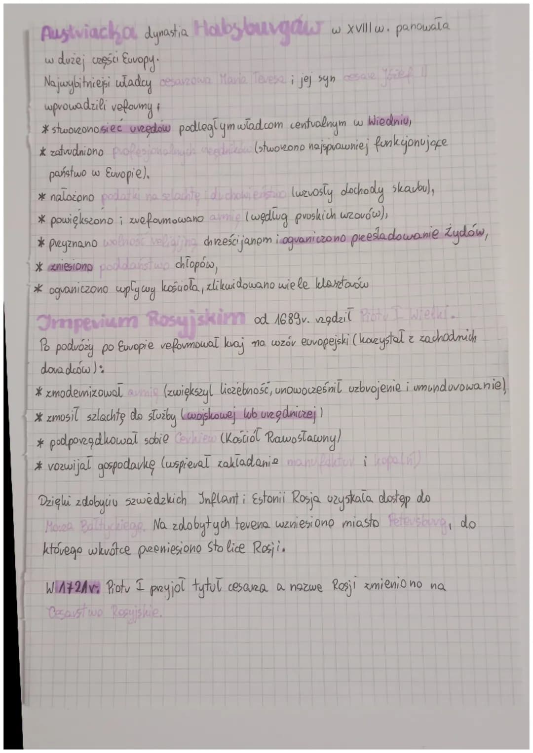 historia
Potęgami europejskimi były Francja Wielka Brytania. W XVIIIw. dołączyły
do nich Prusy (Królestwo Pros), Austria, Rosja (Cesarstwo R