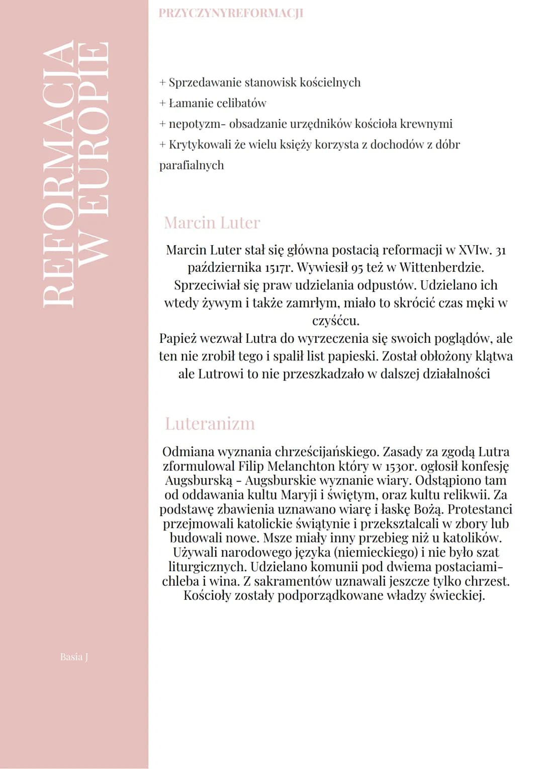 REFORMACJA
W EUROPIE
Basia J
PRZYCZYNYREFORMACJI
+ Sprzedawanie stanowisk kościelnych
+ Łamanie celibatów
+ nepotyzm- obsadzanie urzędników 