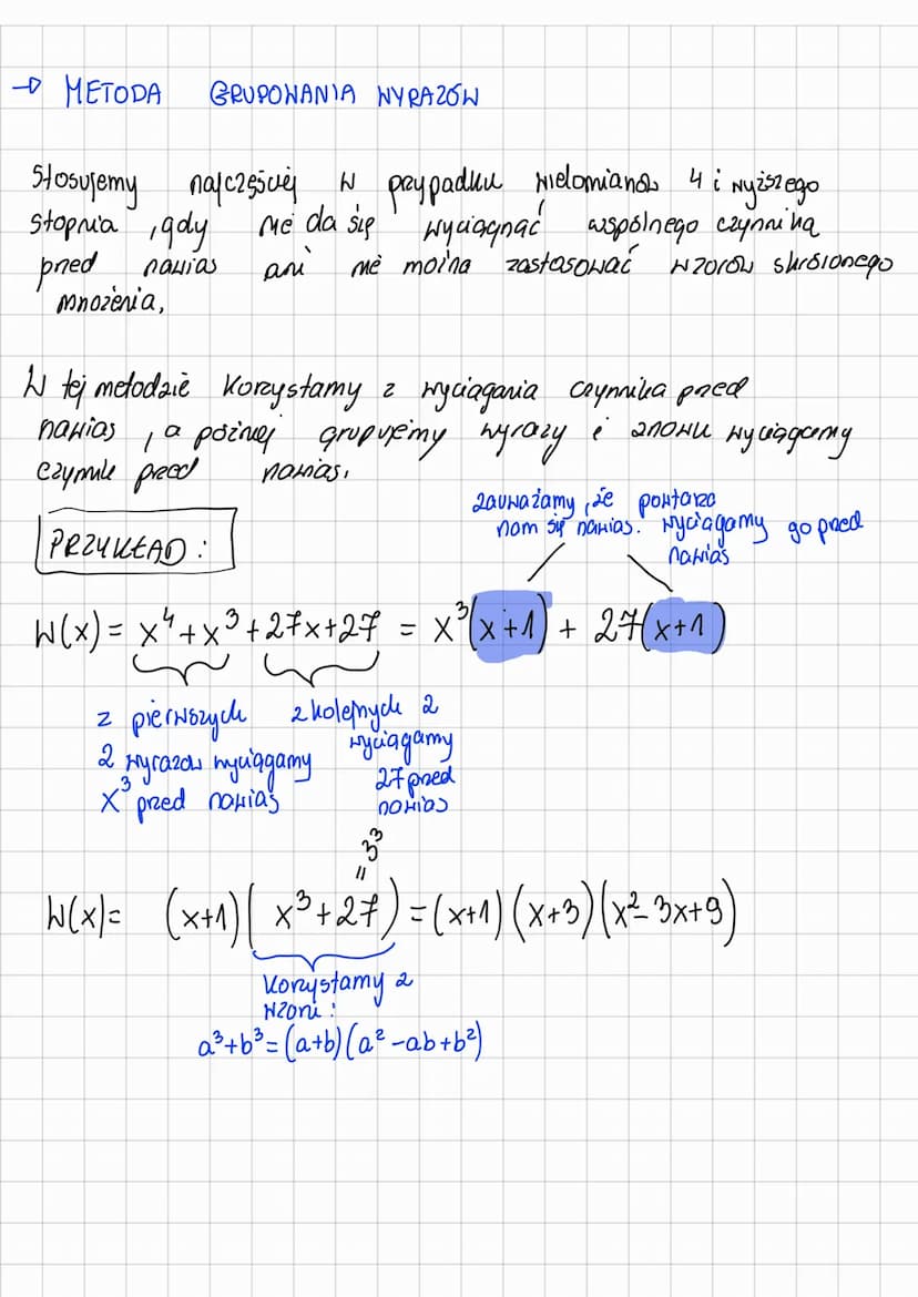 ROZKŁAD
WIELOMIANU NA
CZYNNIKI
Definicja
Raziazyć wielomian
w postaci
Pozwala to nam na
2
no. postać ogólna: W(x) = x² +5x+6
postać iloczyno