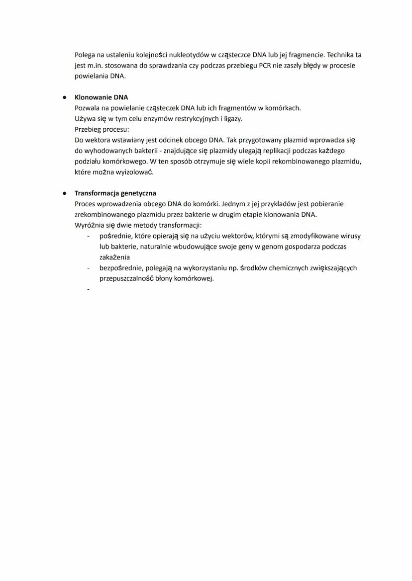 # Podstawowe narzędzia i techniki inżynierii genetycznej
Inżynieria genetyczna - dziedzina nauki, która zajmuje się opracowywaniem technik i