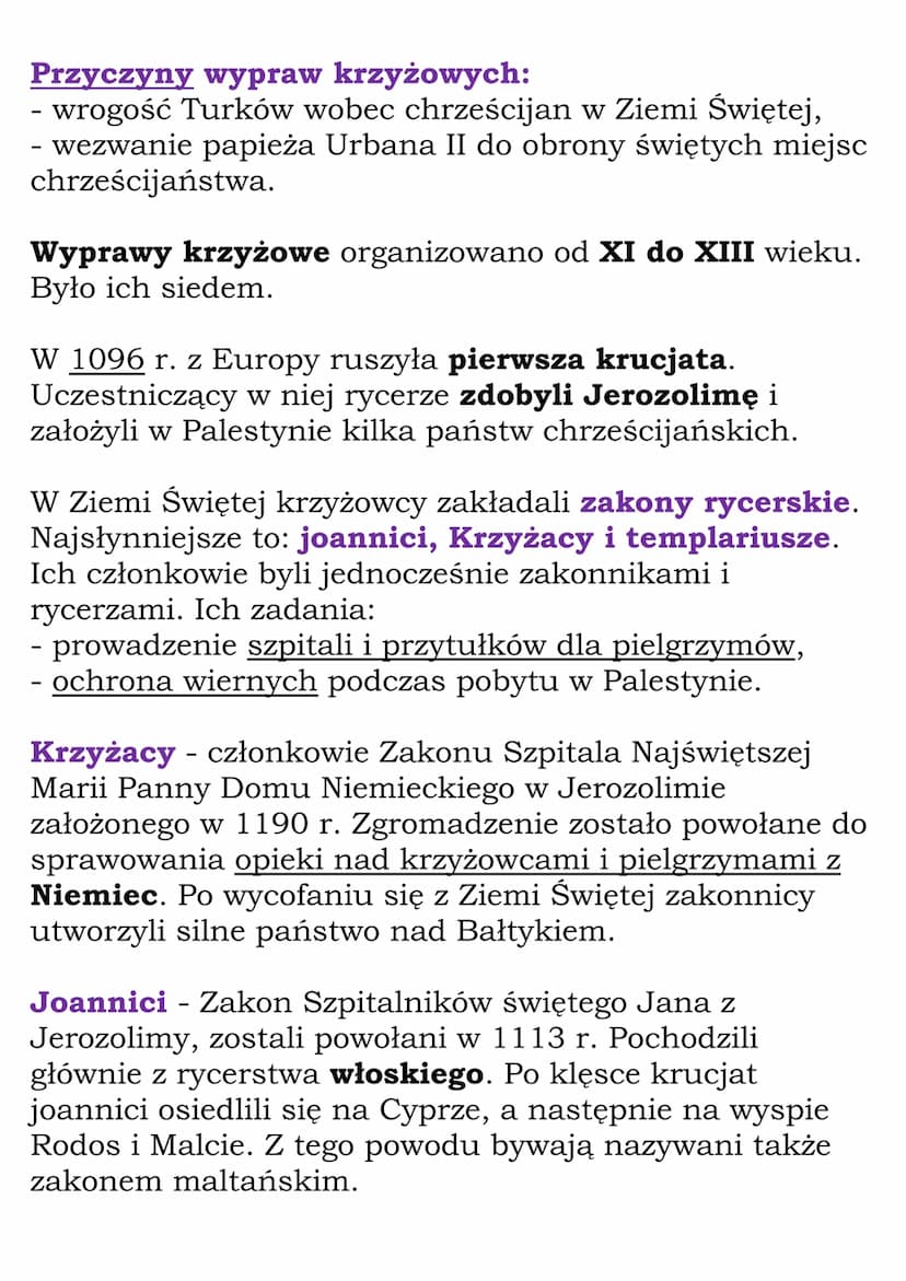 Wyprawy krzyżowe
Palestyna jest nazywana przez chrześcijan Ziemią
Świętą ponieważ są tam miejsca związane z życiem
Jezusa: Jerozolima. Betle