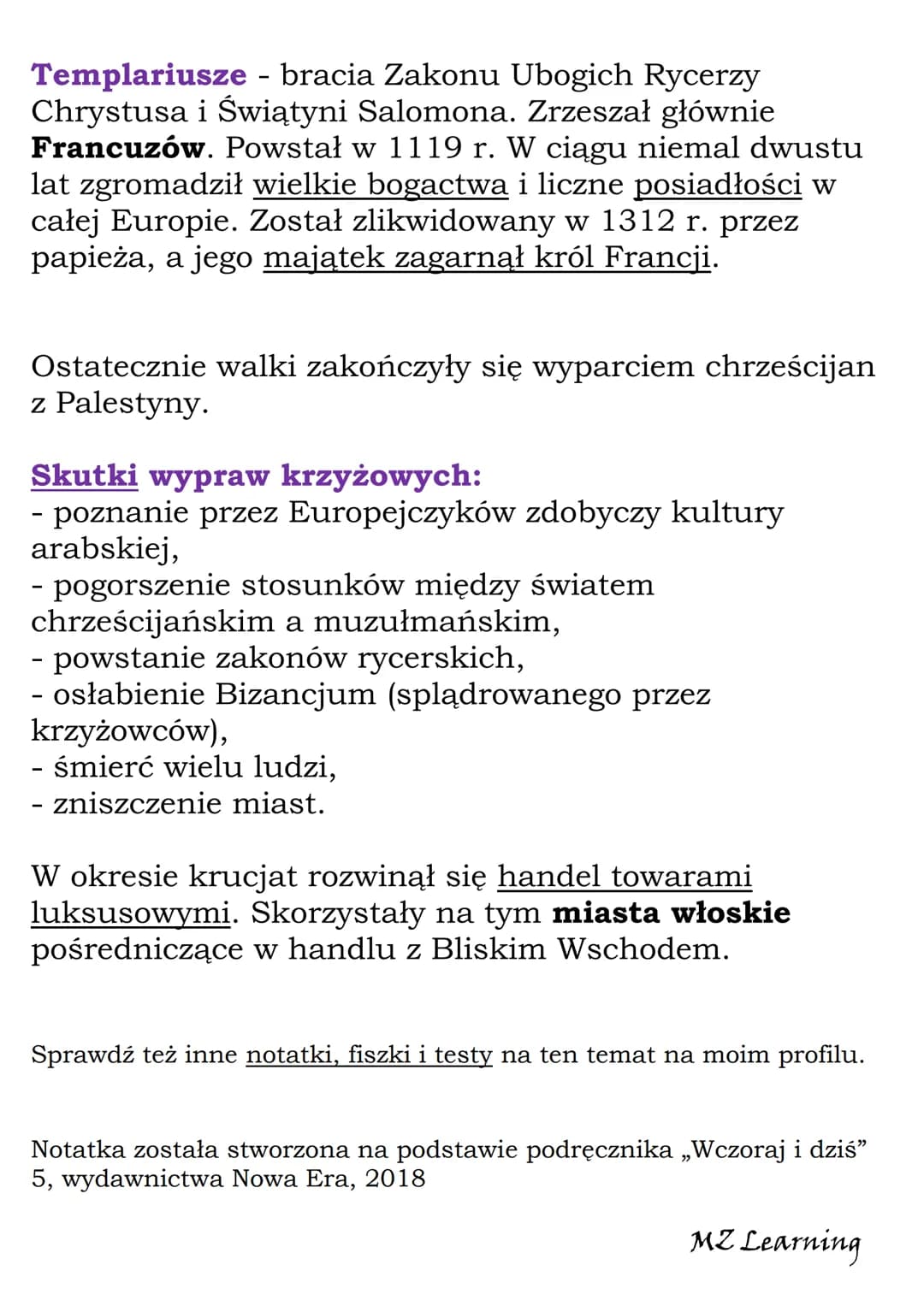 Wyprawy krzyżowe
Palestyna jest nazywana przez chrześcijan Ziemią
Świętą ponieważ są tam miejsca związane z życiem
Jezusa: Jerozolima. Betle