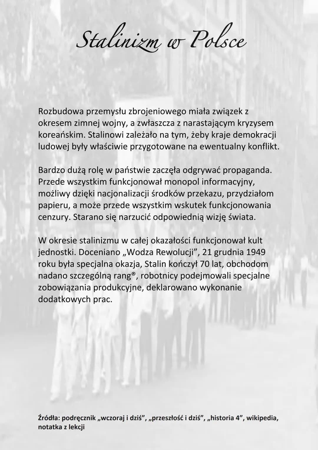 Stalinizm
w Polsce
Powstanie Polskiej Zjednoczonej Partii Robotniczej często jest
traktowane jako początek kształtowania się stalinizmu w
Po