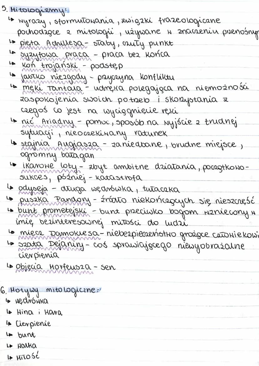 MITOLOGIA
1. Co to jest mit?:
↳ opowieść wyrażająca i porządkująca wierzenia danej
społeczności (o bogach, hevosach, bohaterach)
4 mitologia