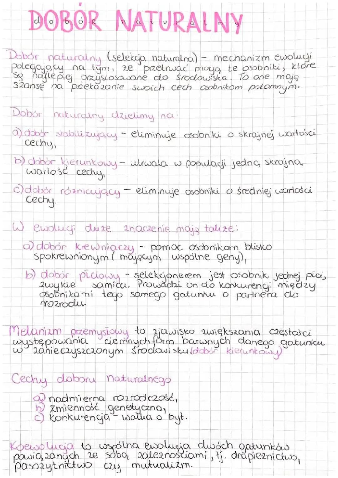 Dobór naturalny - główny mechanizm ewolucji