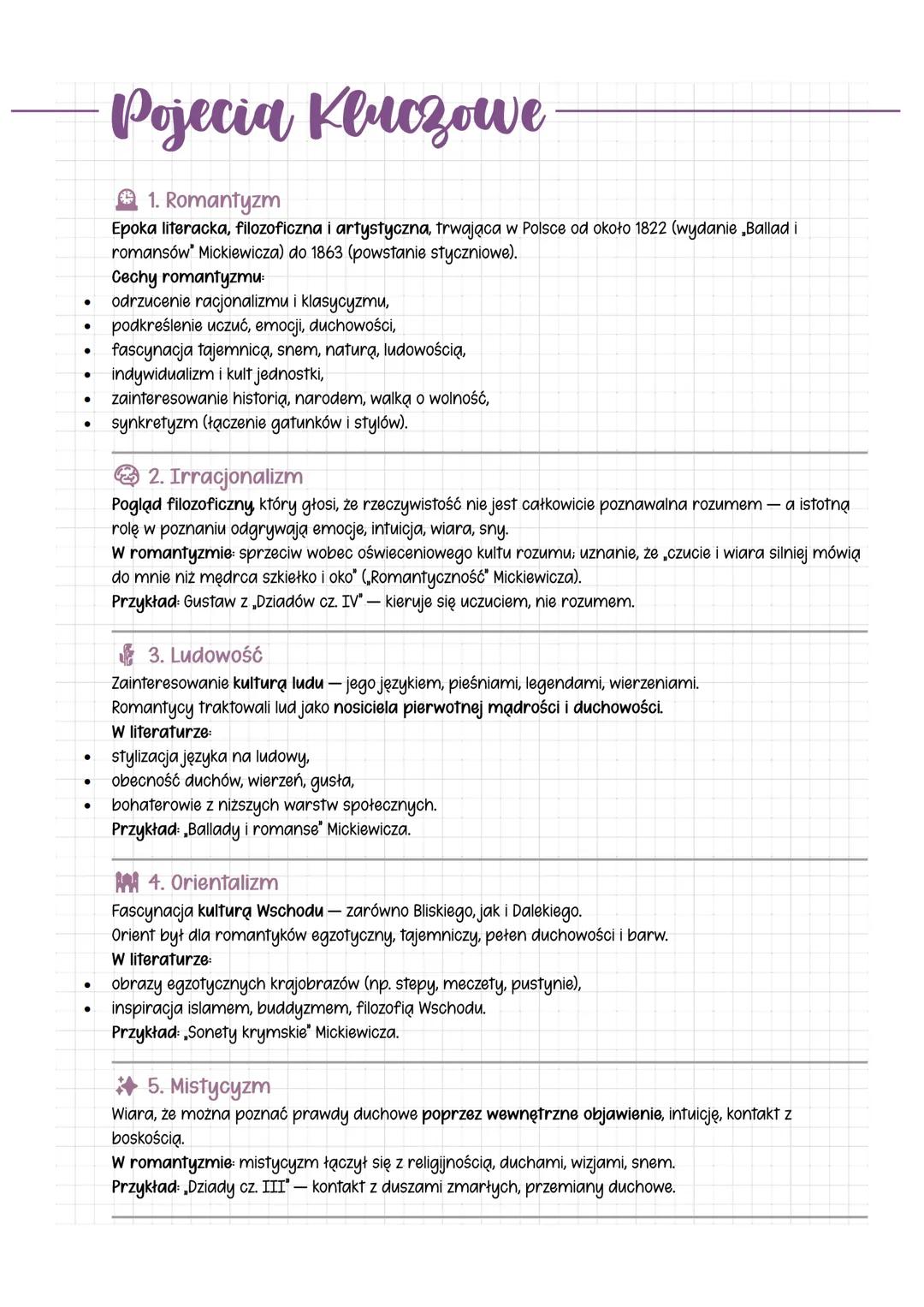 --- OCR Start ---
Gatunki literackie
1. Ballada
Gatunek synkretyczny (łączący cechy liryki, epiki i dramatu).
Cechy: obecność narratora, fab