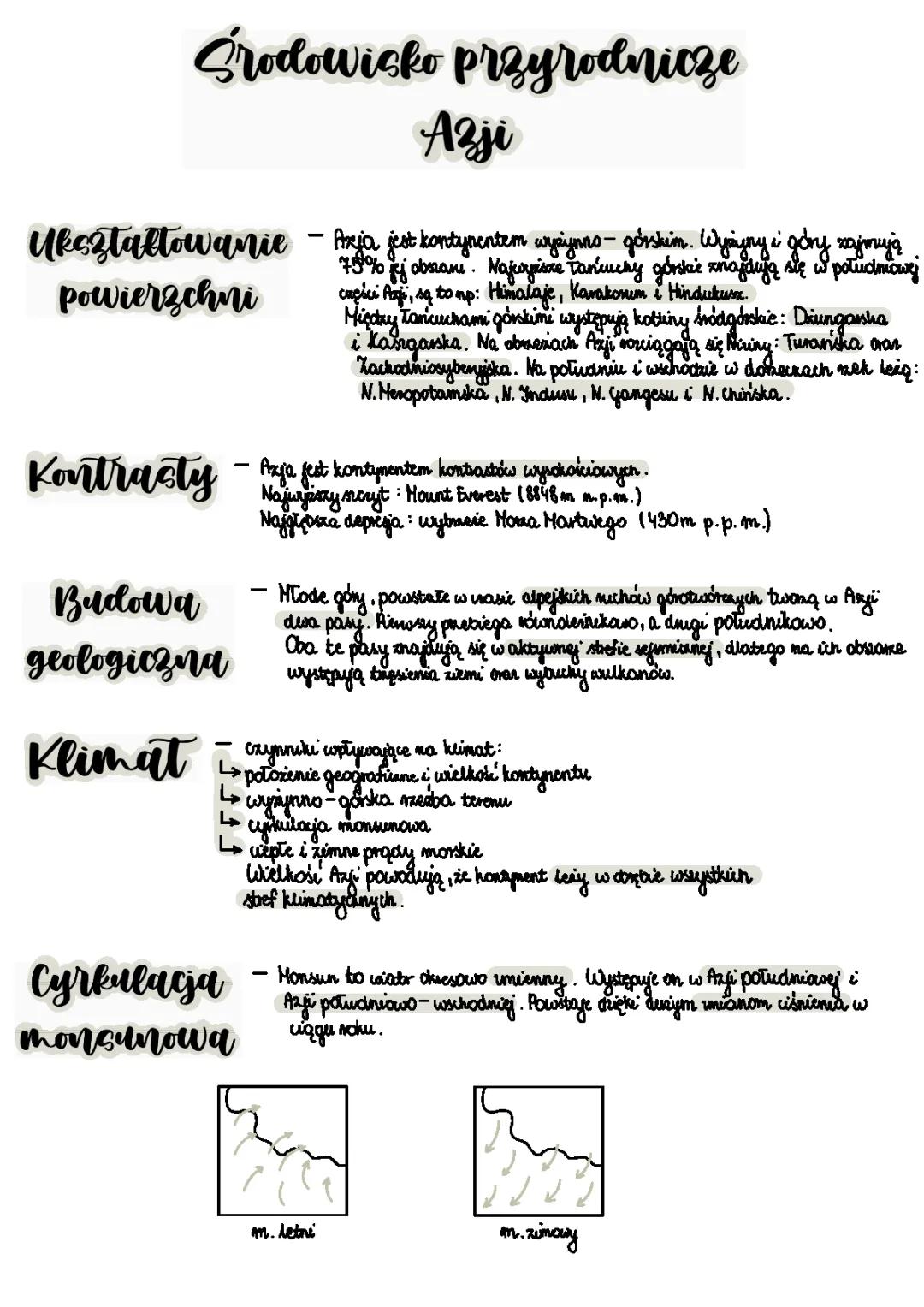 Środowisko Przyrodnicze Azji - Klasa 8, Genially, Prezentacja, Notatki