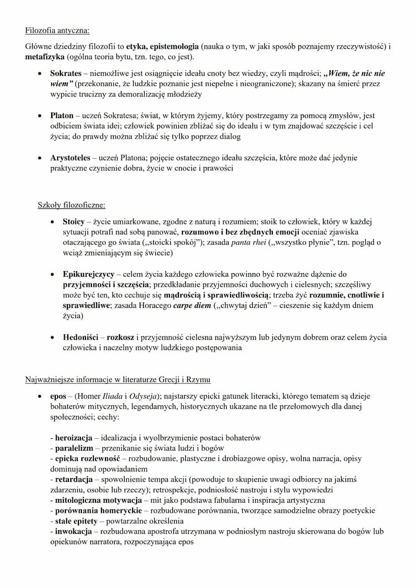 Antyk
Antykiem nazywamy starożytną cywilizację i kulturę grecko-rzymską. Trwał od IX/VIII w. p.n.e. do
476 r. n.e. kiedy to upadło Cesarstwo