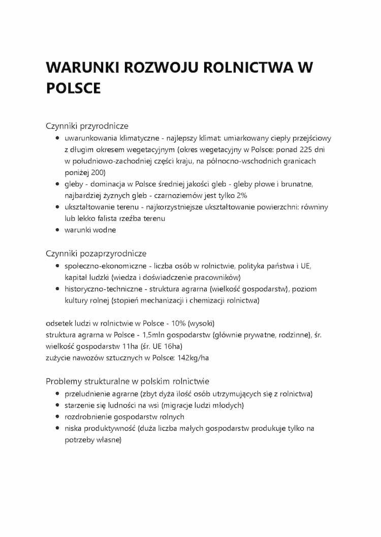 Know WARUNKI ROZWOJU ROLNICTWA W POLSCE thumbnail