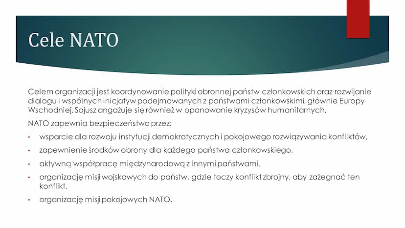 ORGANIZACJA
PAKTU
PÓŁNOCNOATLANTYCKIEGO
- NATO
@MSOBOR Czym jest NATO?
Organizacja Paktu Północnoatlantyckiego jest sojuszem państw o
charak
