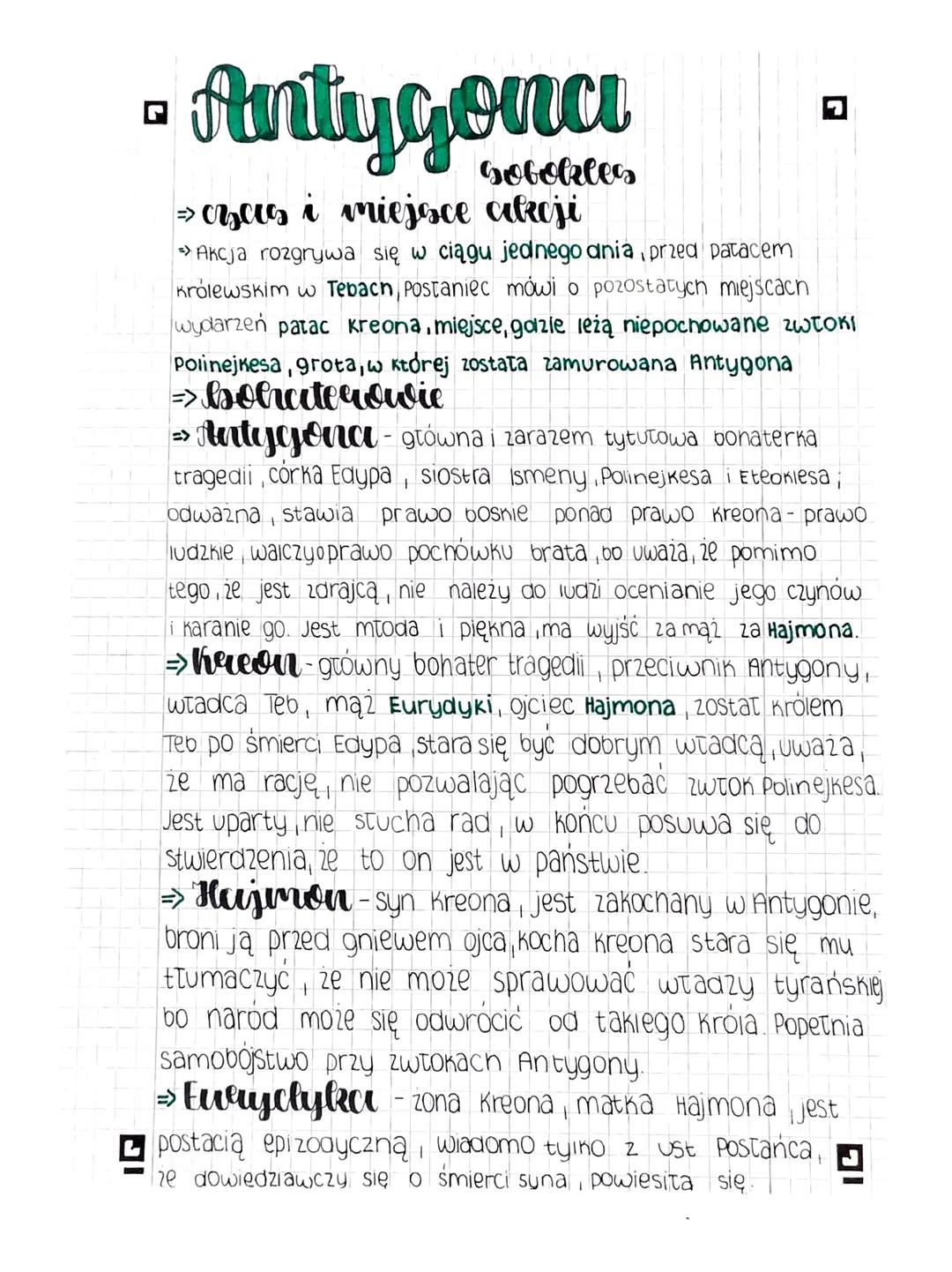 • Antygona
⇒ cycus i miejsce crkcji
Akcja rozgrywa się w ciągu jednego dnia przed patacem
Królewskim w Tebach, Postaniec mówi o pozostałych 