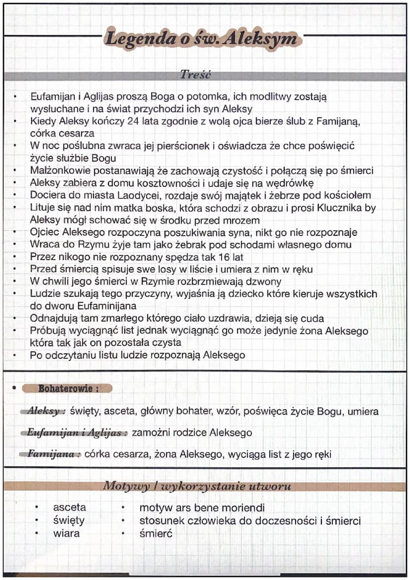 -Legenda o św. Aleksym
Epoka literacka: średniowiecze
Gatunek: wierszowana legenda hagiograficzna
Hagiografia
To utwory opisujące życie świe