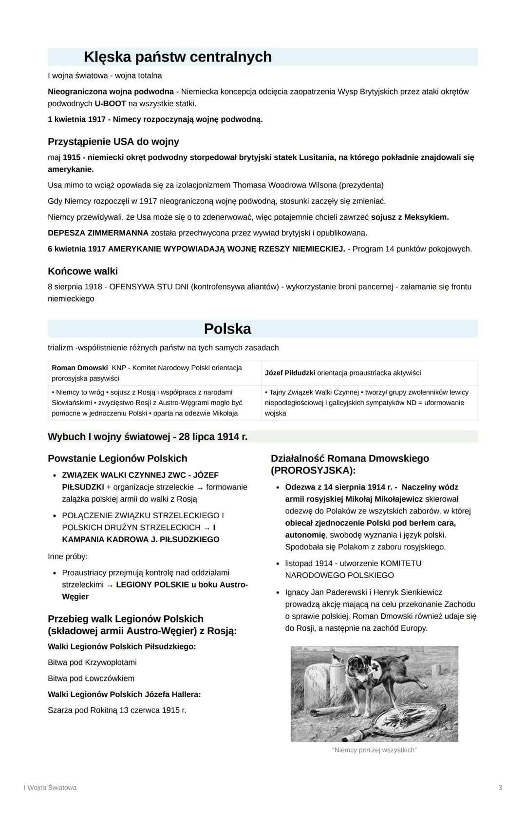 I Wojna Światowa
Geneza:
• kolonie i świat były podzielone według starych mocarstw - Francji i
Wielkiej Brytanii
• nacjonalizm - nadrzędność