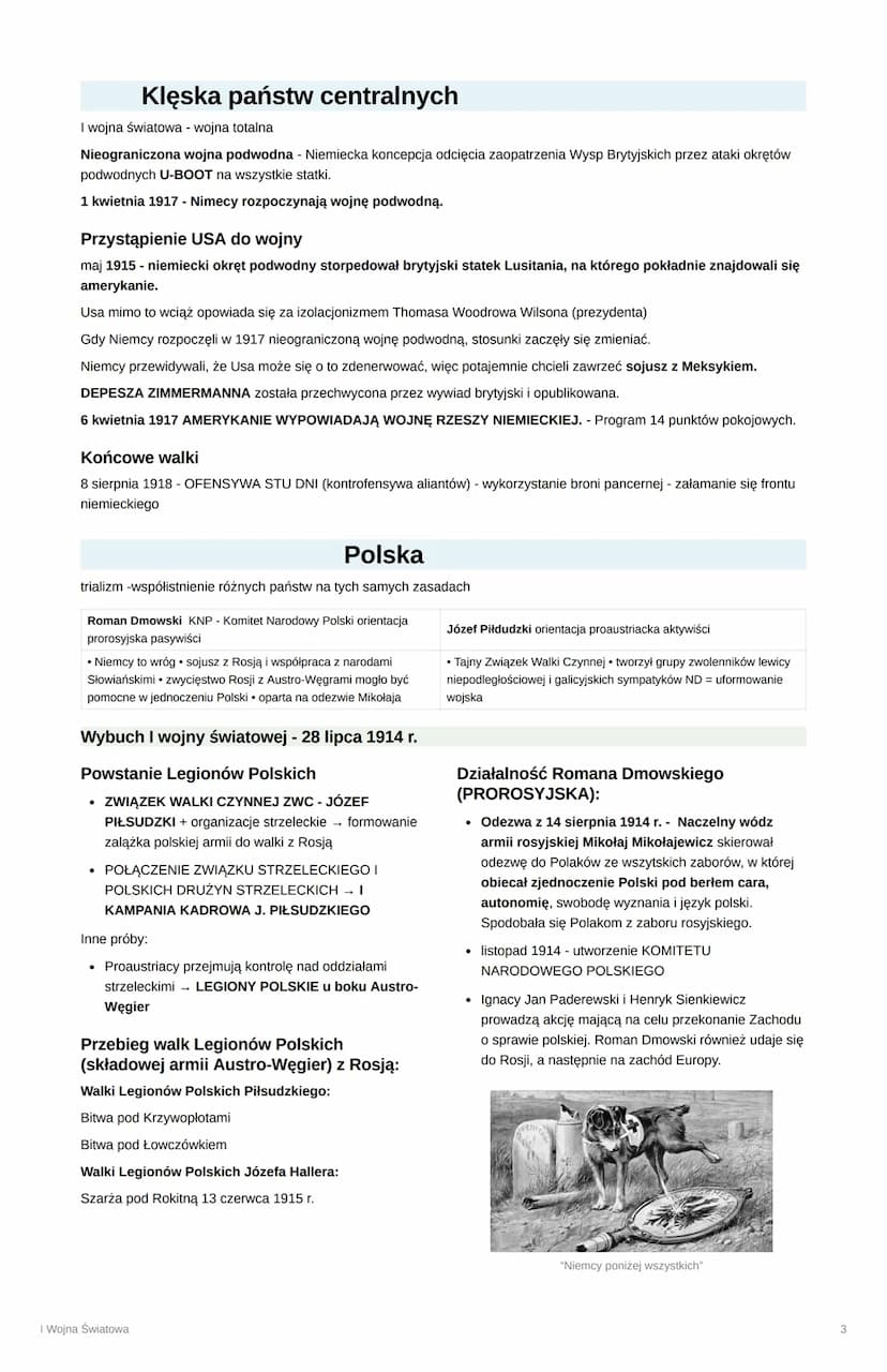I Wojna Światowa
Geneza:
• kolonie i świat były podzielone według starych mocarstw - Francji i
Wielkiej Brytanii
• nacjonalizm - nadrzędność
