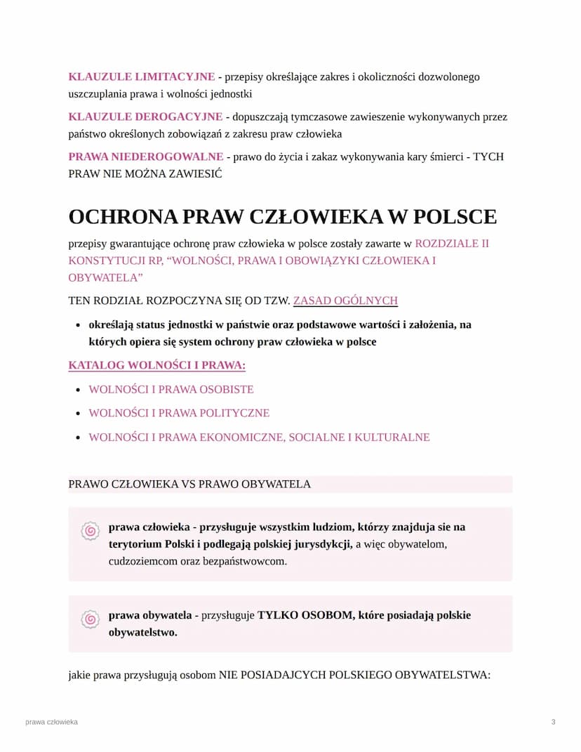 prawa człowieka
O
PRAWO CZŁOWIEKA - jest to zbiór uprawnień, które przysługuja każdej
osobie od chwili urodzenia aż do śmierci, nie wymagaja