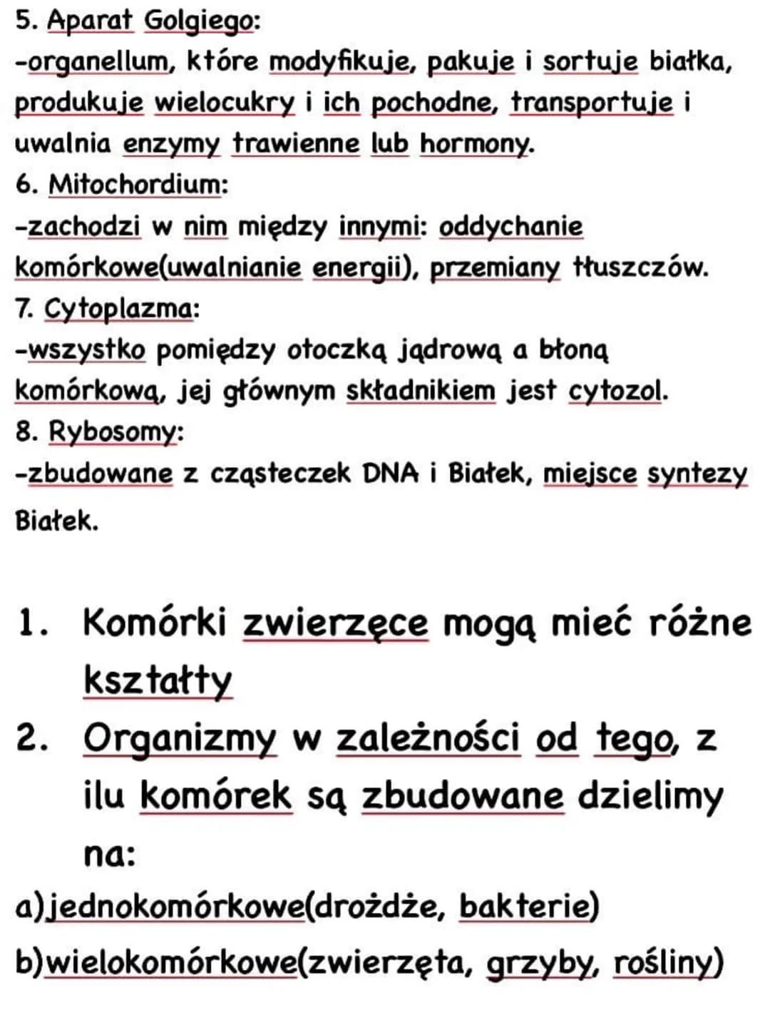 Biologia
Budowa komórki zwierzęcej
7
1. Wakuola/Wodniczka:
33-Ma
3 -Ma postać małego
4
pęcherzyka. Może
5 uczestniczyć w pochłanianiu,
6 tra