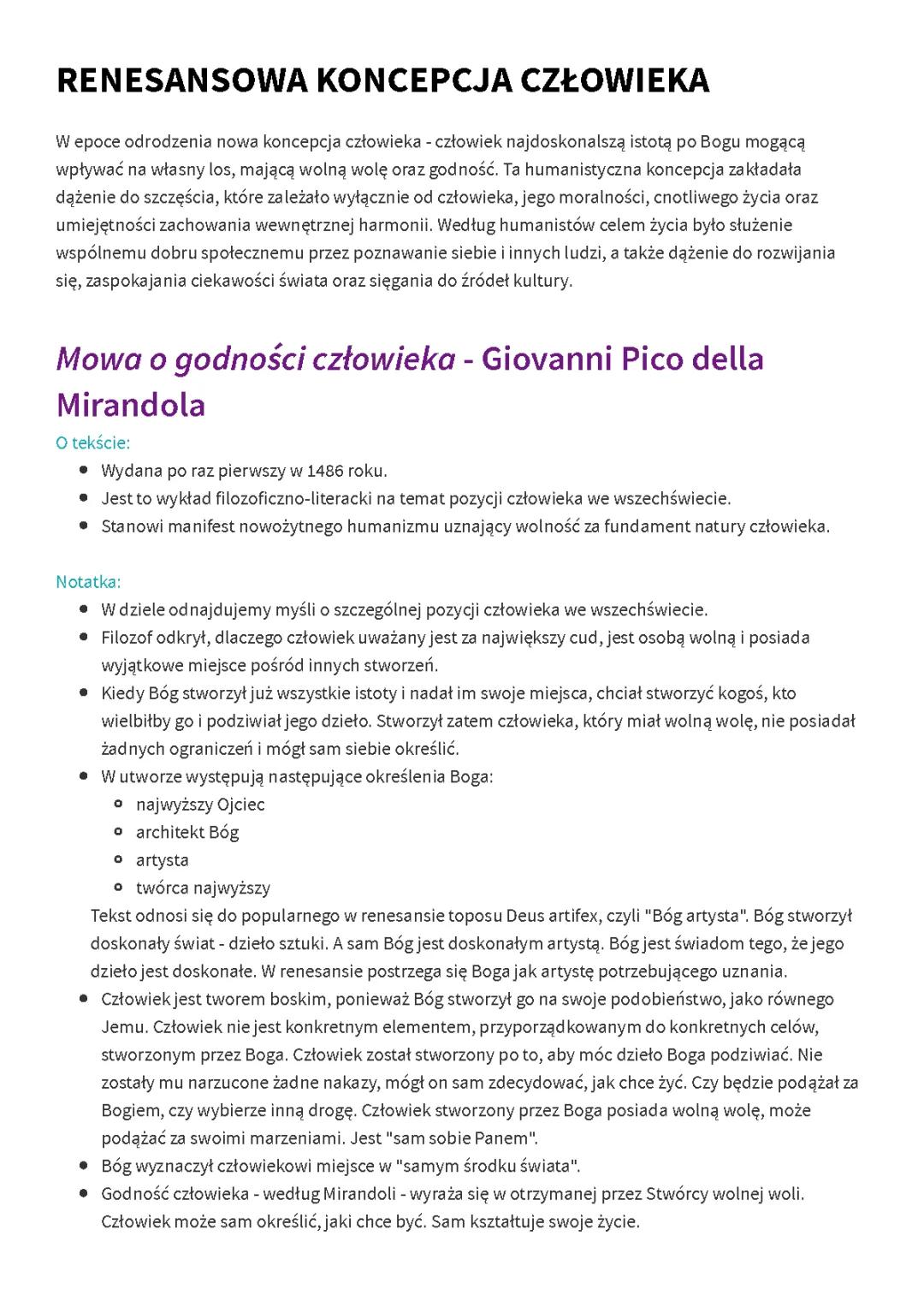 Człowiek renesansu w tekstach: Giovanni Pico della Mirandola i Jan Kochanowski