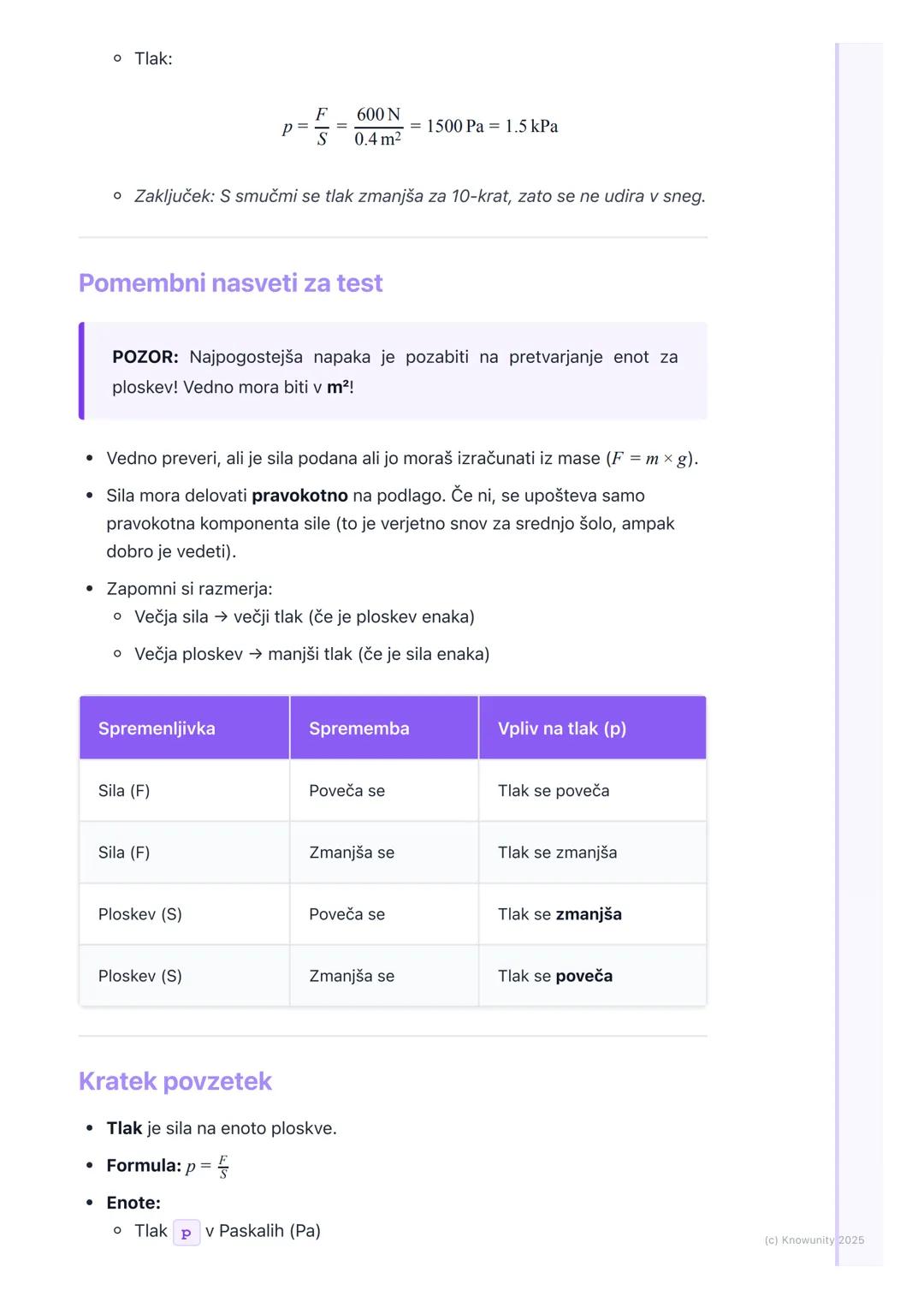 # Tlak

Kaj je tlak?

Tlak je fizikalna količina, ki nam pove, kako je neka sila porazdeljena na
določeno ploskev. V bistvu gre za to, kako 