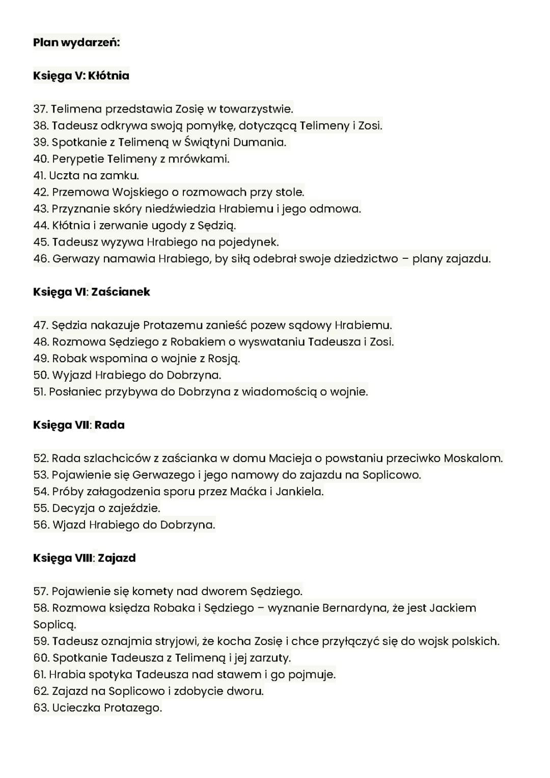 Pan Tadeusz- Księgi V-XII