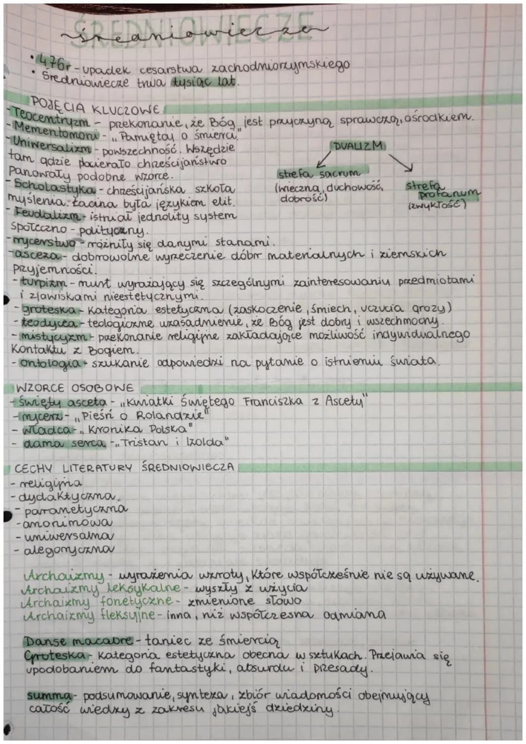 Spaniowierzo
• 476r-upadek cesarstwa zachodniorzymskiego
Sredniowiecze trwa tysiąc lat.
POJĘCIA KLUCZOWE
-Teocentryzm - prekonanie, że Bóg j
