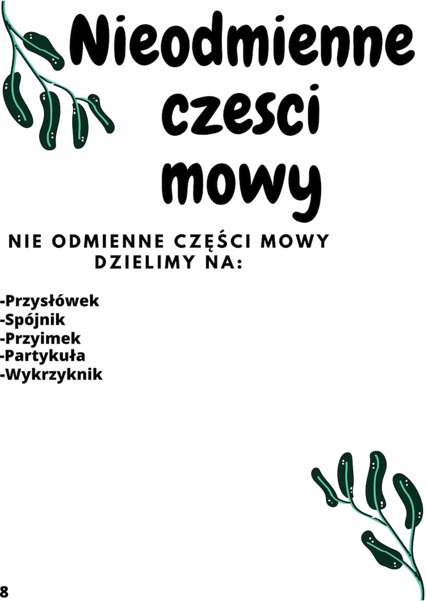 Odmienne
nieodmienne
czesci mowy
ANNA LIPIŃSKA
Sin
1
!!!! -Rzeczownik
-Czasownik
-Przymiotnik
-Liczebnik
-Zaimek
2
Odmienne
czesci
mowy
ODMI