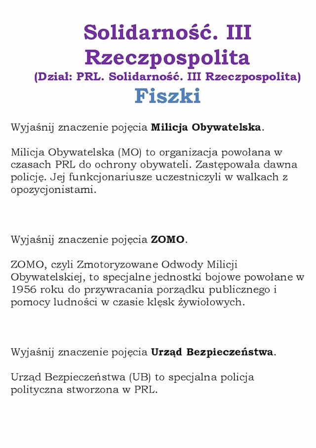 Know Solidarność. III Rzeczpospolita  (Dział: PRL. Solidarność. III Rzeczpospolita) Fiszki thumbnail