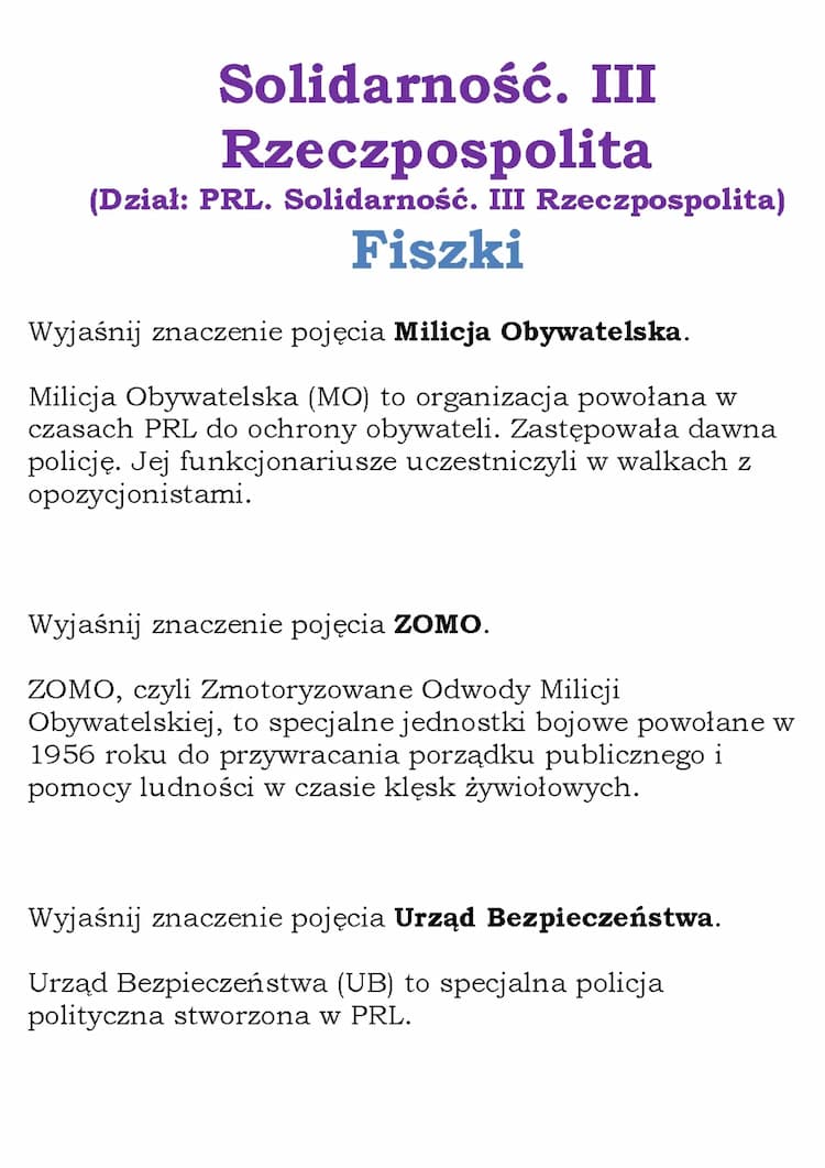 Know Solidarność. III Rzeczpospolita  (Dział: PRL. Solidarność. III Rzeczpospolita) Fiszki thumbnail