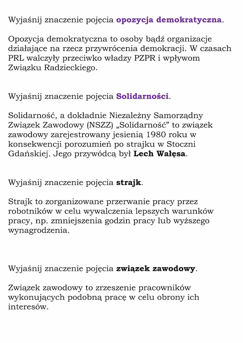 Solidarność. III
Rzeczpospolita
(Dział: PRL. Solidarność. III Rzeczpospolita)
Fiszki
Wyjaśnij znaczenie pojęcia Milicja Obywatelska.
Milicja
