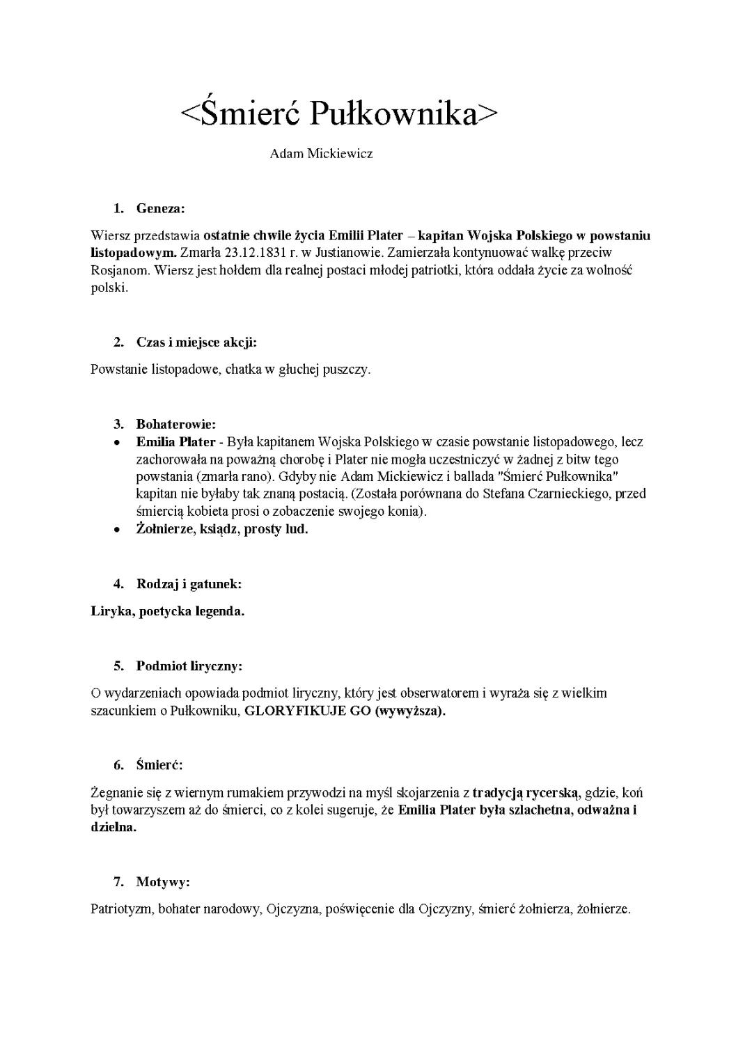 Analiza i Interpretacja 'Śmierć Pułkownika' Adama Mickiewicza