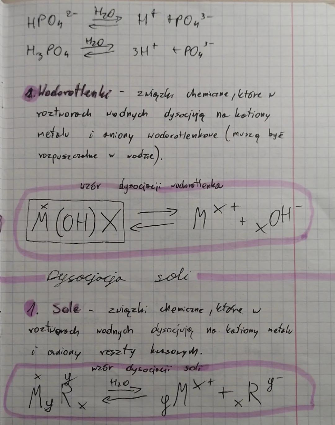 --- OCR Start ---
Chemis
Dysocjacja elektralityczna
1. Jest to rozpod związku chemicznego
jony pod wpływem wody.
no
2. Elektrolit - związek 