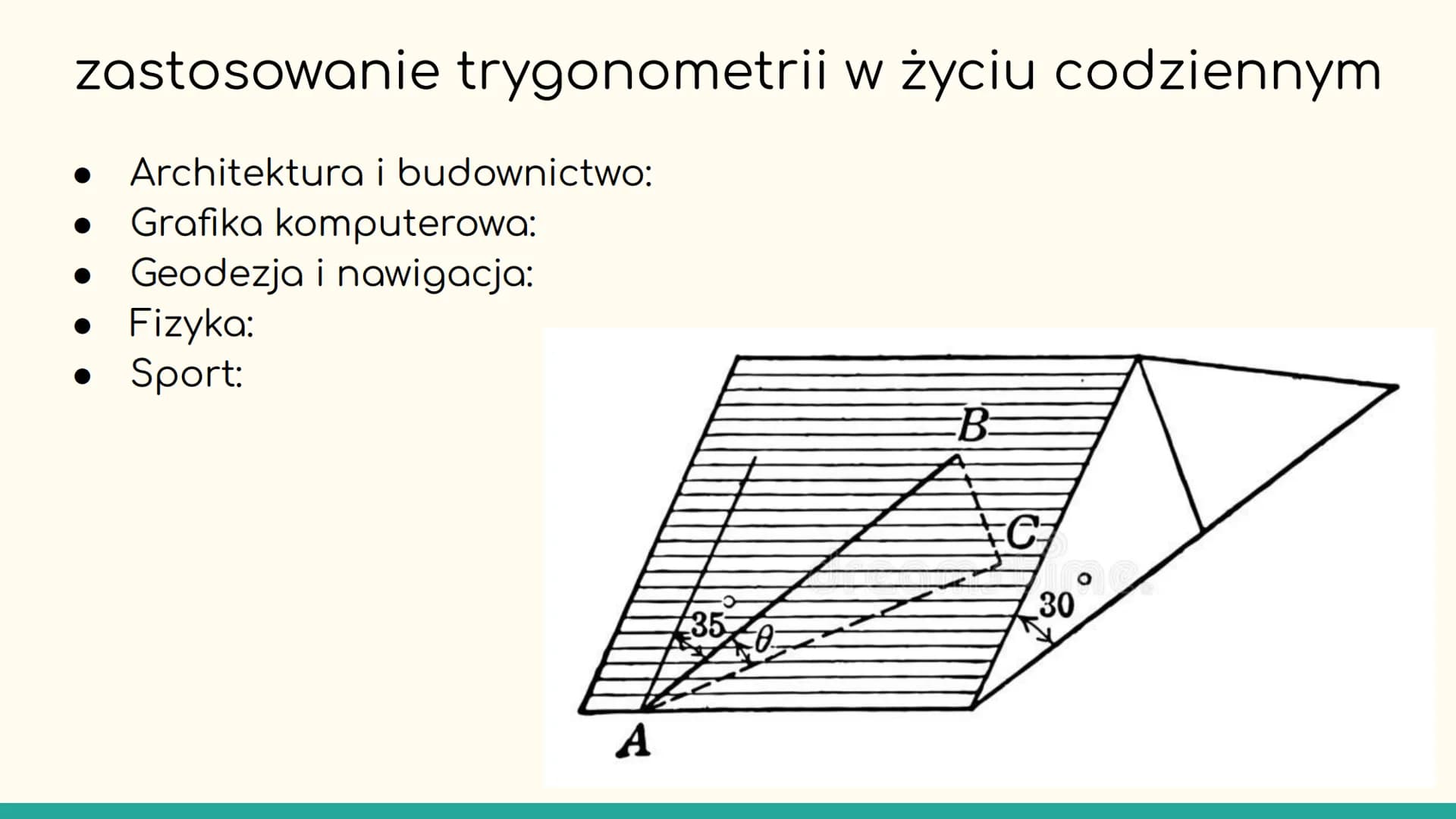 trygonometria Co to jest trygonometria?
Trygonometria to dział matematyki, który
zajmuje się badaniem związków między kątami a
bokami w trój
