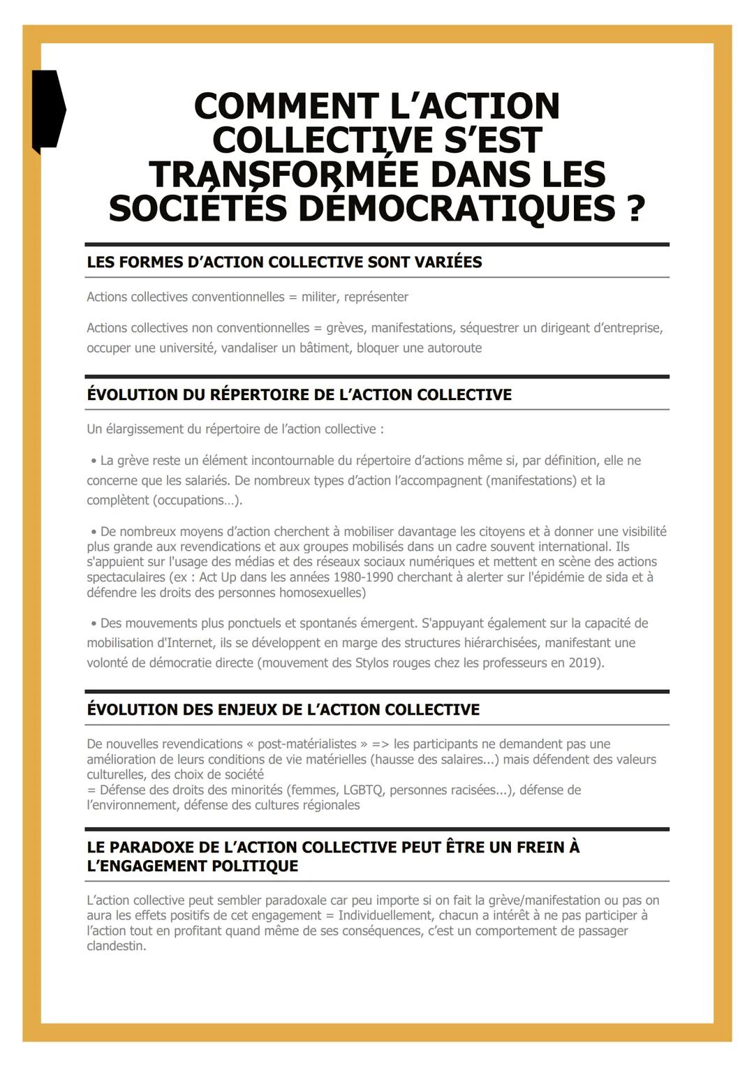 # COMMENT L'ACTION
COLLECTIVE S'EST
TRANSFORMEE DANS LES
SOCIETES DEMOCRATIQUES ?

LES FORMES D'ACTION COLLECTIVE SONT VARIÉES

Actions coll