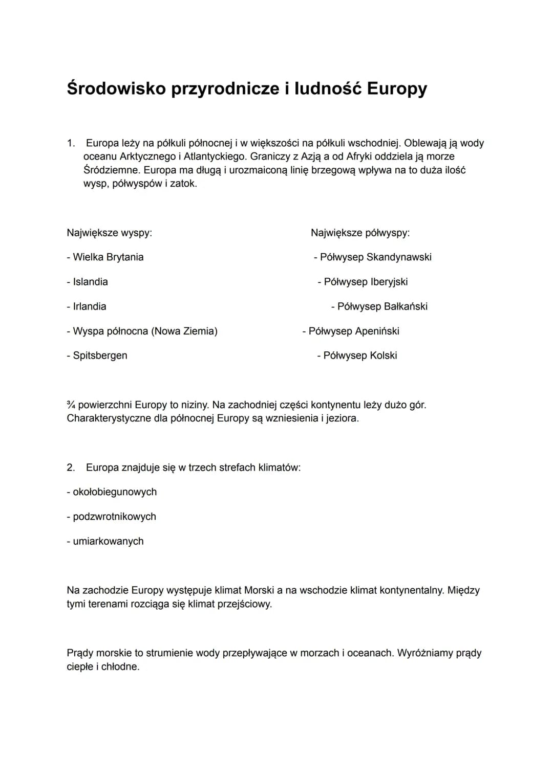 Środowisko przyrodnicze i ludność Europy 