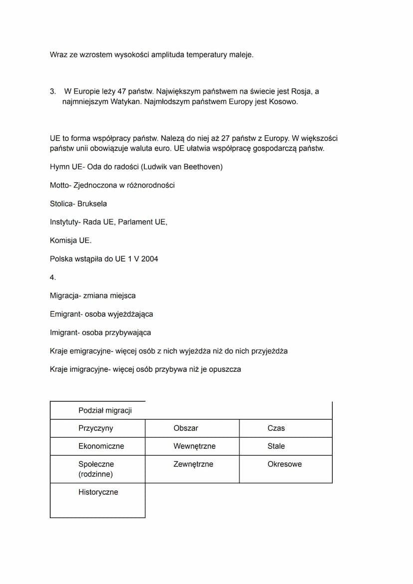 Środowisko przyrodnicze i ludność Europy
1. Europa leży na półkuli północnej i w większości na półkuli wschodniej. Oblewają ją wody
oceanu A