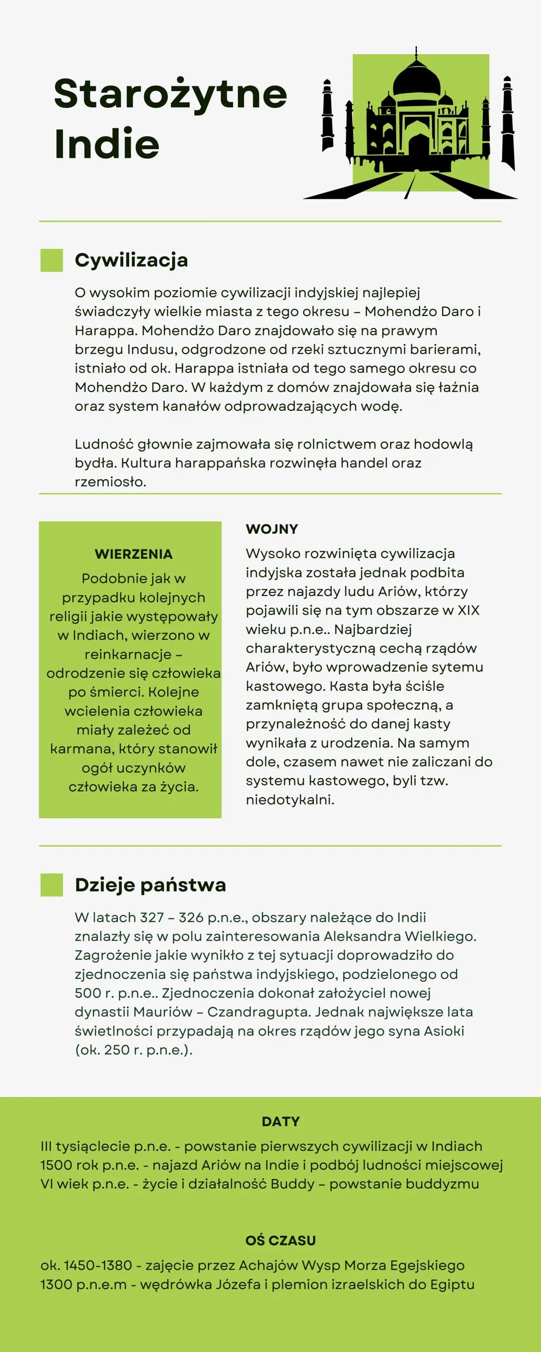 Starożytne
Indie
Cywilizacja
O wysokim poziomie cywilizacji indyjskiej najlepiej
świadczyły wielkie miasta z tego okresu - Mohendżo Daro i
H