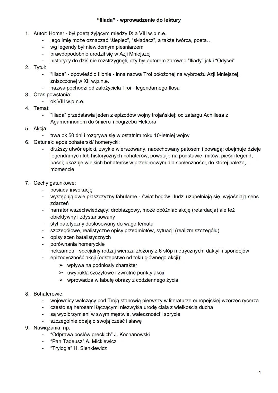 1. Autor: Homer - był poetą żyjącym między IX a VIII w.p.n.e.
2. Tytuł:
4. Temat:
5. Akcja:
jego imię może oznaczać "ślepiec", "składacz", a
