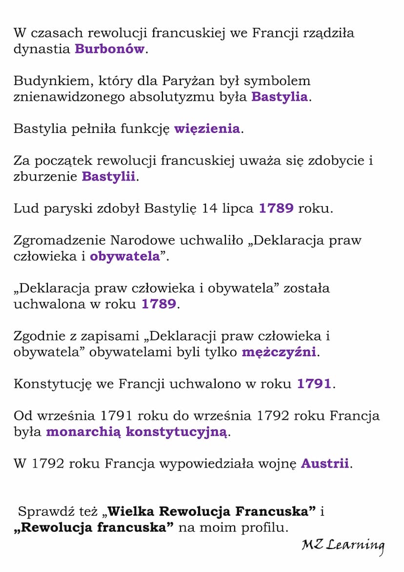 Wielka Rewolucja
Francuska - Test
XVIII-wieczne społeczeństwo francuskie było podzielone
na stany.
trzy
dwa
cztery
Stan pierwszy składał się