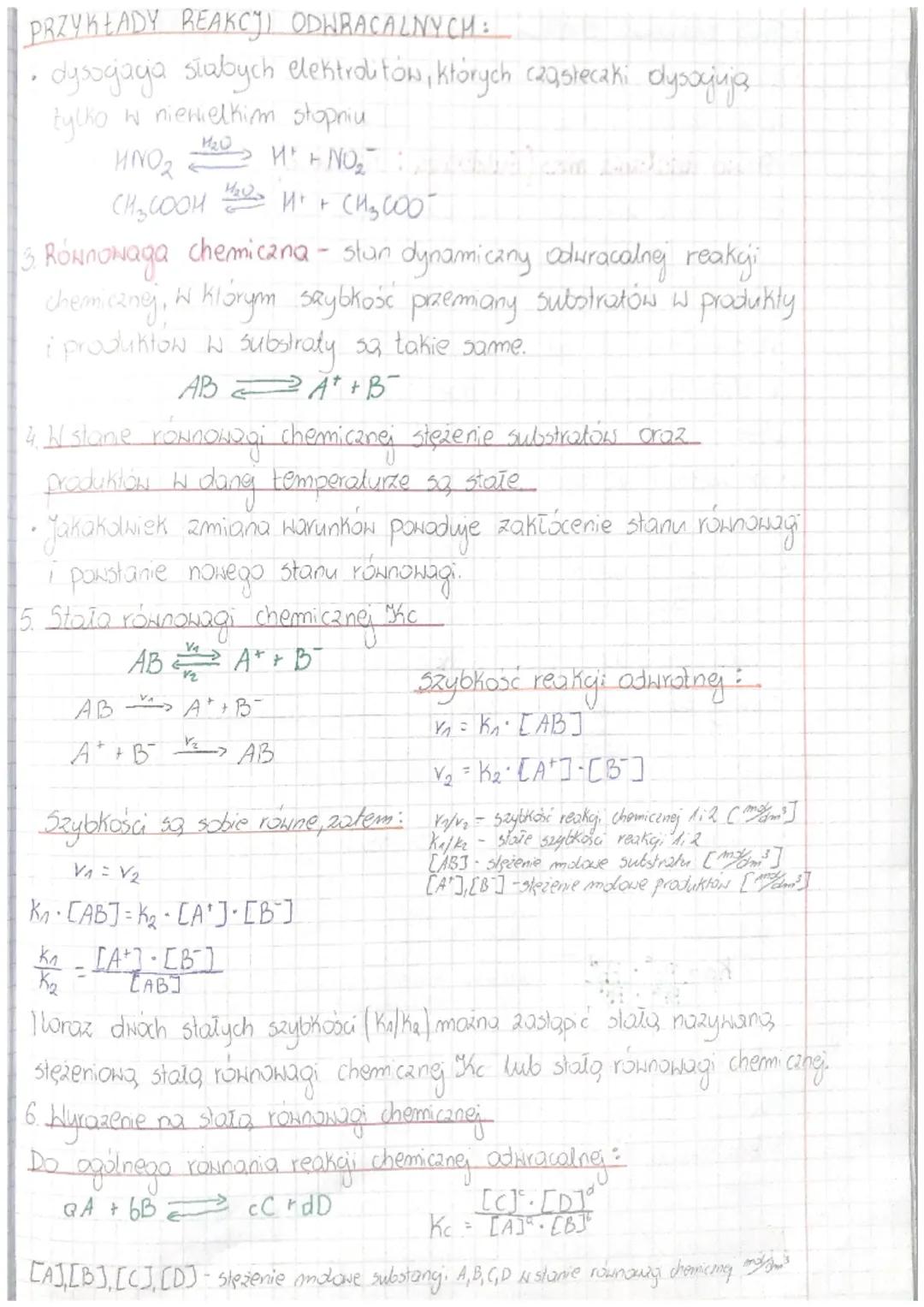 REAKCJE W ROZTWORACH
WODNYCH
ELEKTROLITÓW
Temat: Rownowaga chemiczna, stoła rownowagi.
1. Reakcje nieodwracalne - reakige chemiczne, które p