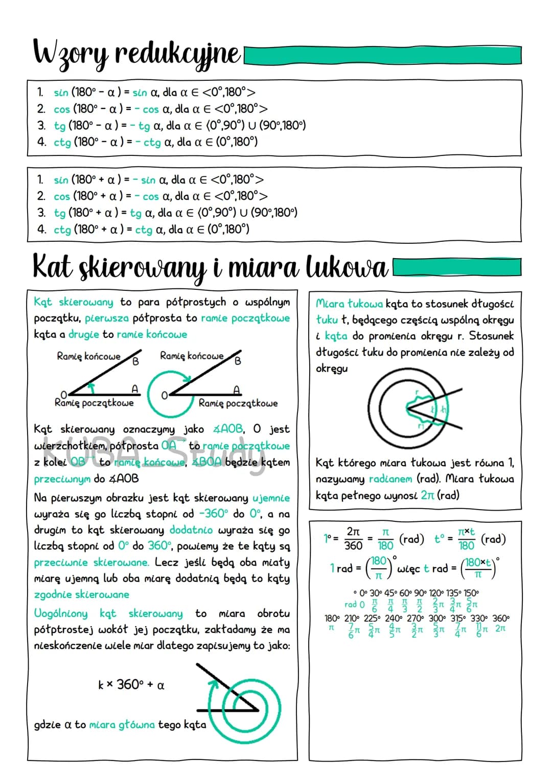 <h2 id="trygonometria">Trygonometria</h2>
<p>Trygonometria to dział matematyki zajmujący się badaniem funkcji trygonometrycznych, które opis