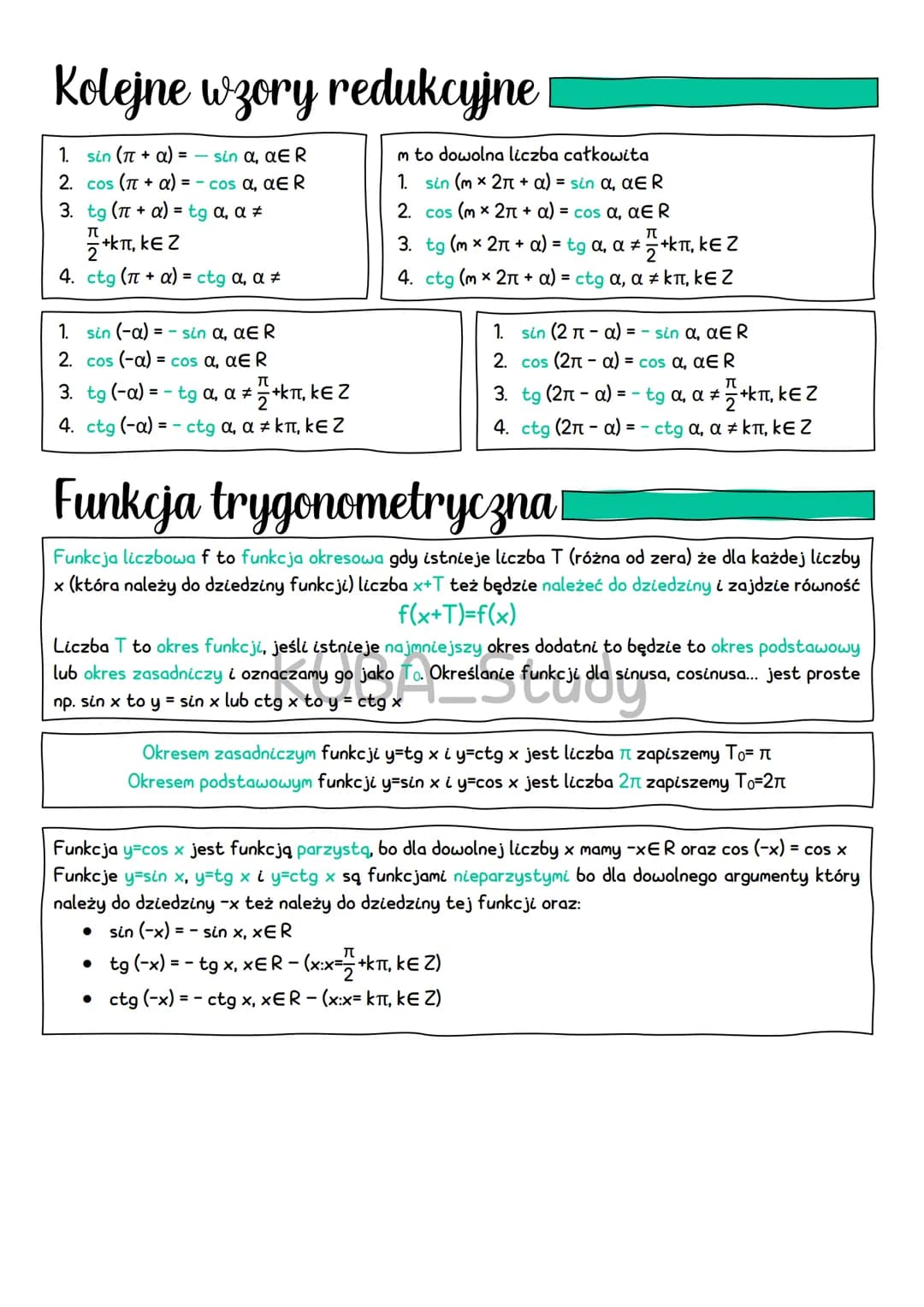 <h2 id="trygonometria">Trygonometria</h2>
<p>Trygonometria to dział matematyki zajmujący się badaniem funkcji trygonometrycznych, które opis