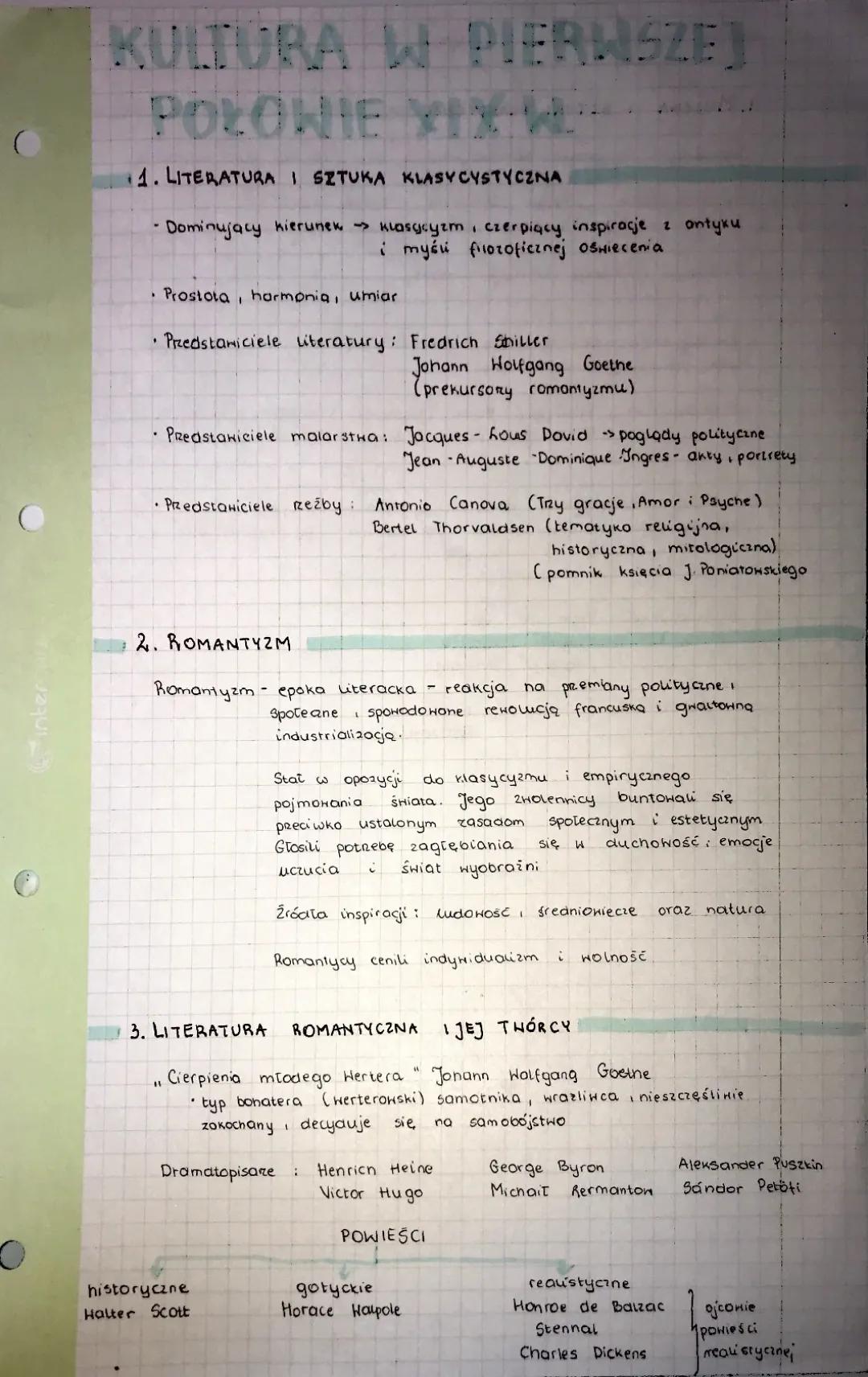 Kultura w pierwszej połowie XIX w.
