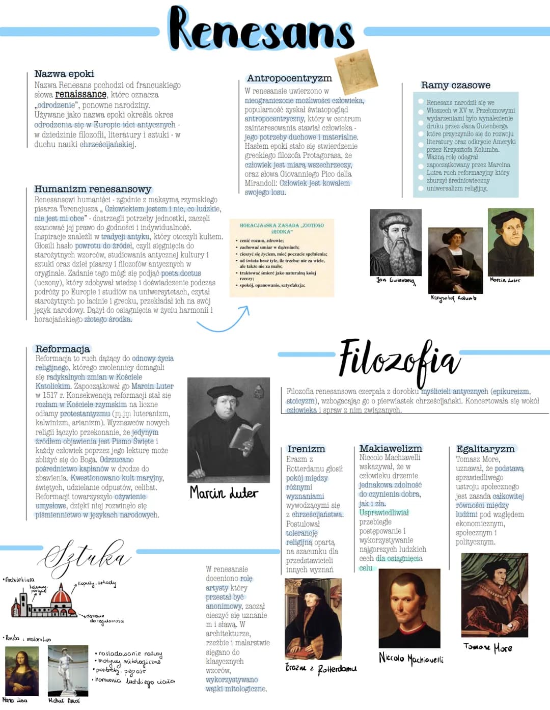 Nazwa epoki
Nazwa Renesans pochodzi od francuskiego
słowa renaissance, które oznacza
,,odrodzenie", ponowne narodziny.
Używane jako nazwa ep