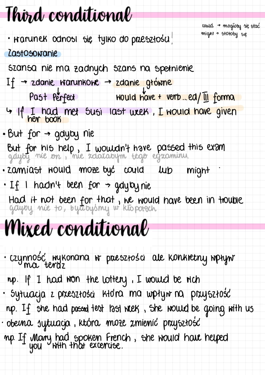 Zero conditional
Zastosowanie:
• Kiedy mówimy o czymś co jest zawsze prawdą,
Budowa:
If - jeśli
Kiedy
as soon as
→ jak tylko
when →
unless →