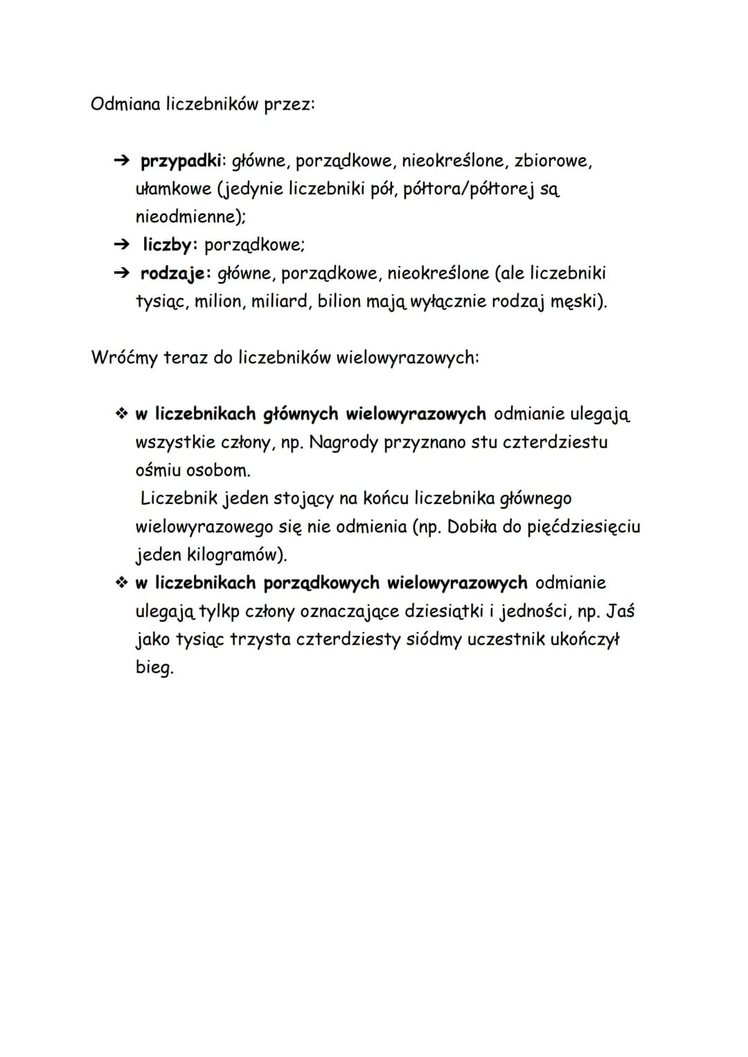 PODZIAŁ NA LICZEBNIKI GŁÓWNE I PORZĄDKOWE, WIELOWYRAZOWE
LICZEBNIKI
Liczebniki dzielą się na:
★ liczebniki główne - wyrażają liczbę czegoś n